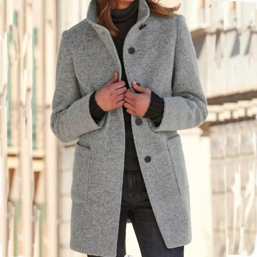 Chic Long Wool Blend Women's Coat
