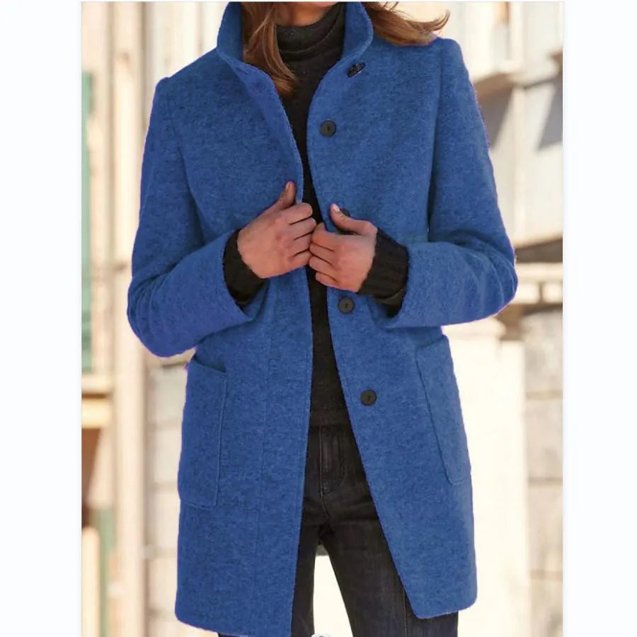 Chic Long Wool Blend Women's Coat