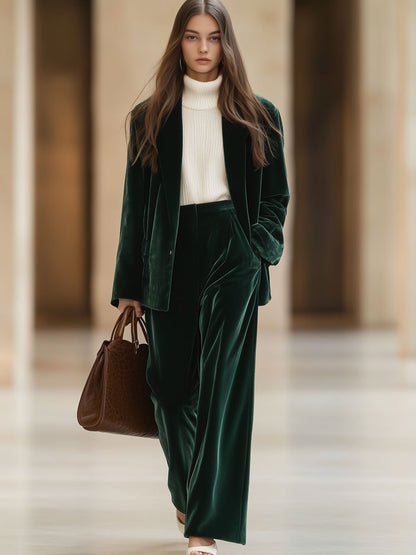 Relaxed Fit Vintage Velvet Pants with Pockets