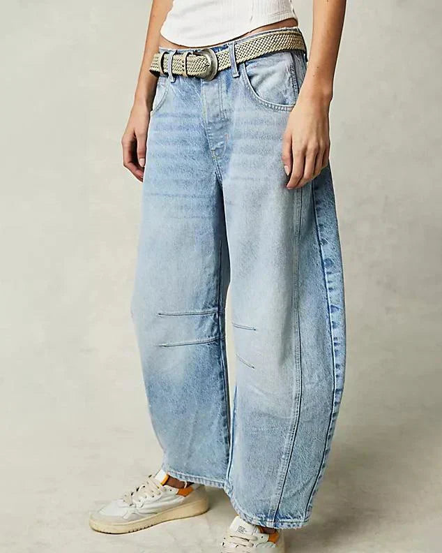 Mid-Rise Barrel Fit Jeans for Women