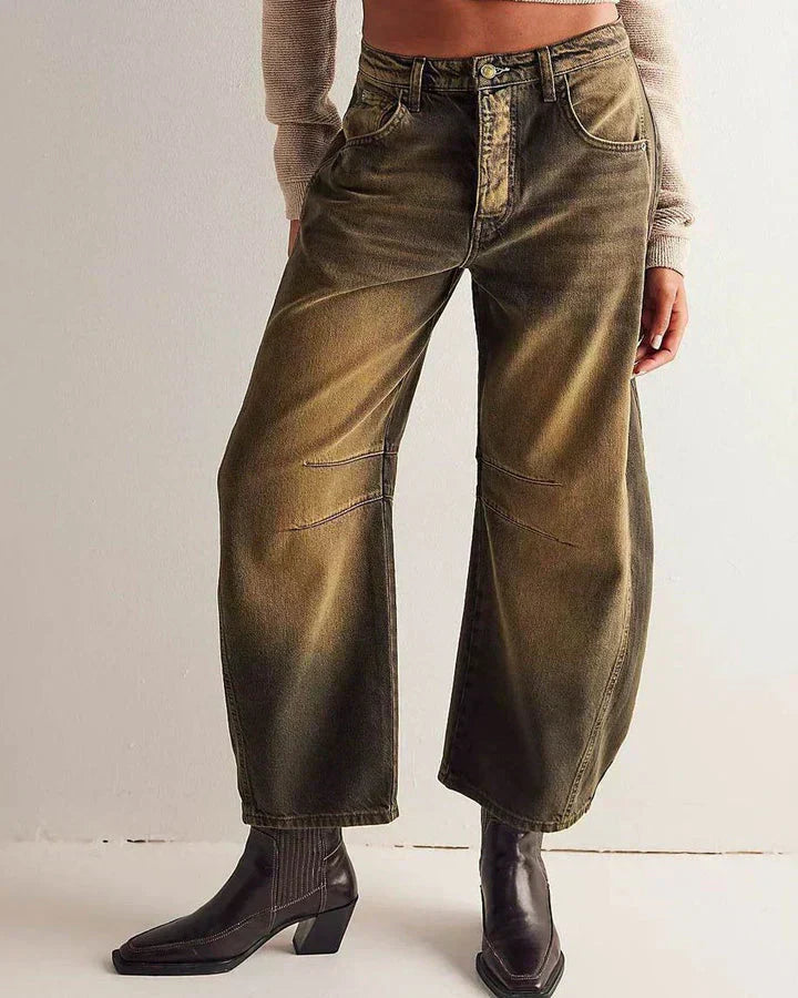 Mid-Rise Barrel Fit Jeans for Women