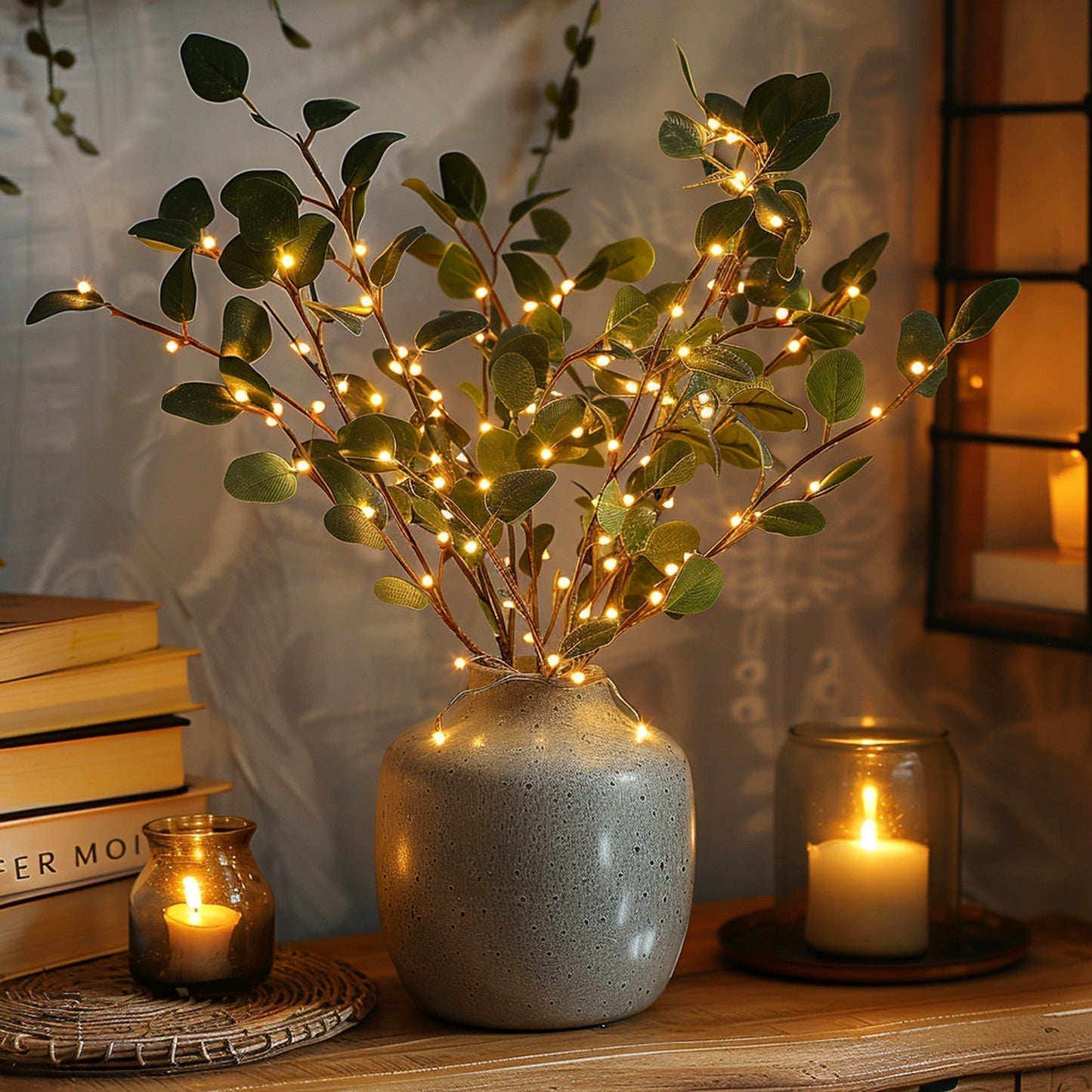 Fairy Light-Embellished Olive Branch