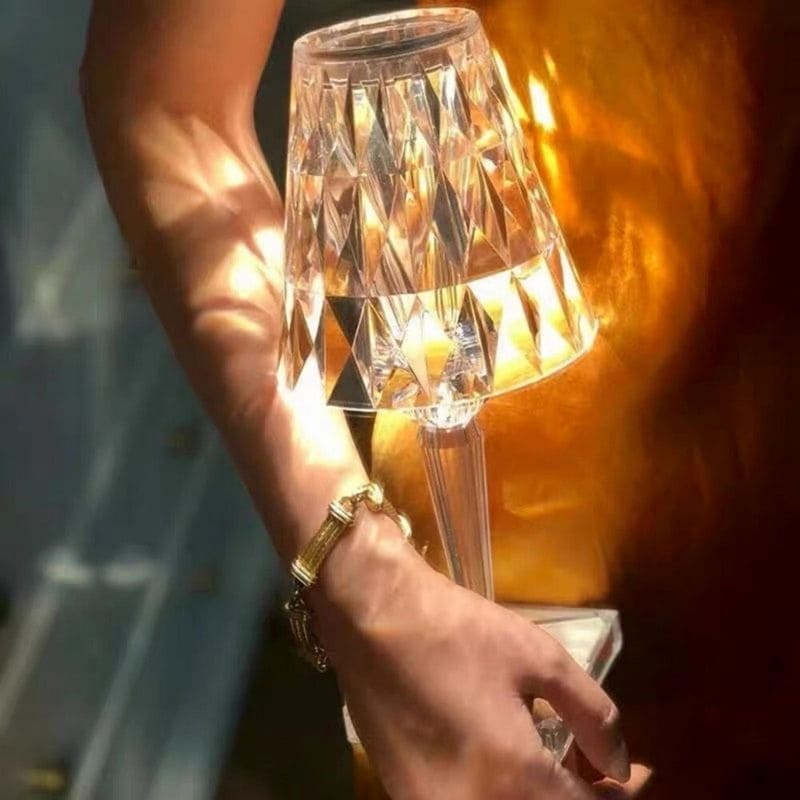Elegant Crystal Table Lamp with Acrylic Accents - LuxeGlow