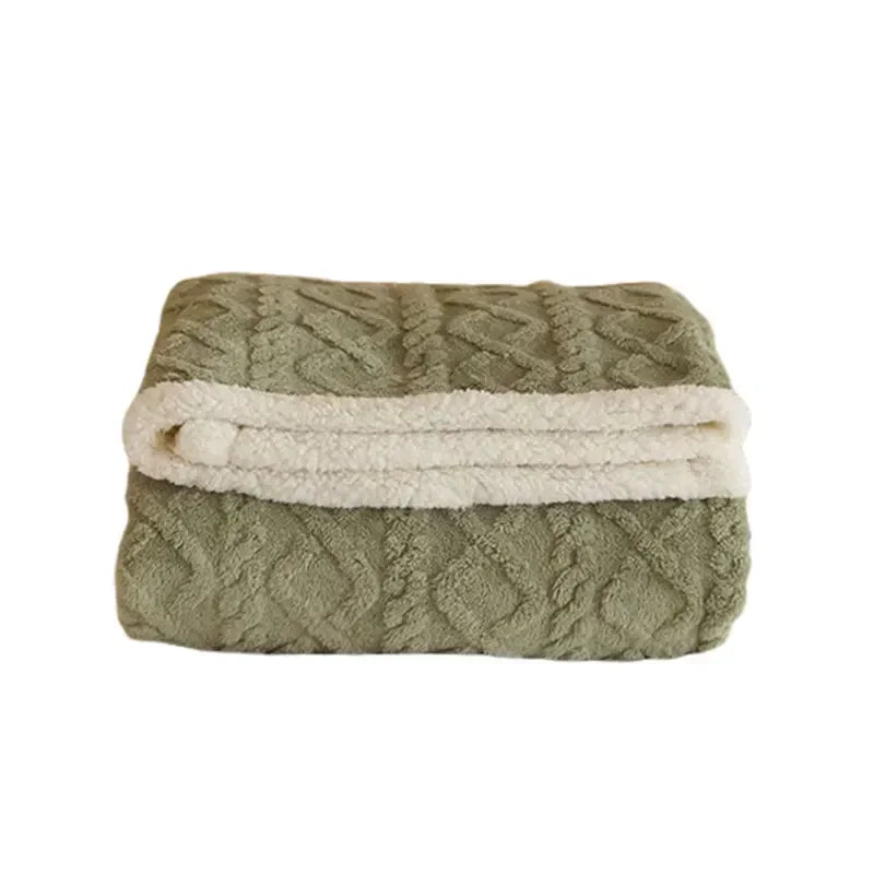 Luxurious Thick Lambswool Winter Blanket with Elegant Accents