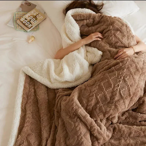 Luxurious Thick Lambswool Winter Blanket with Elegant Accents