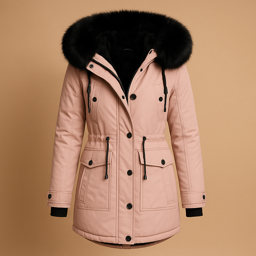 Yara Women's Waterproof Winter Jacket with Fur Collar - Long Style