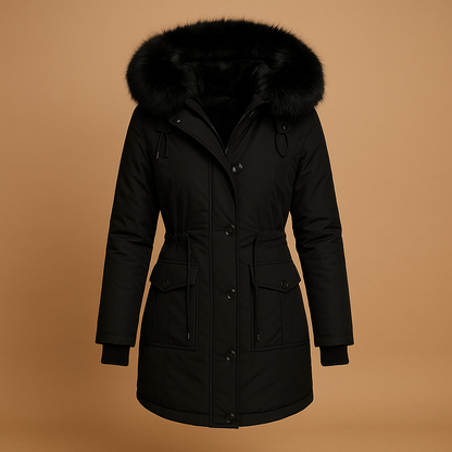 Yara Women's Waterproof Winter Jacket with Fur Collar - Long Style