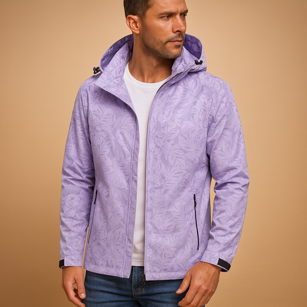 Men's Lightweight Waterproof Jacket with Leaf Design | Tobias