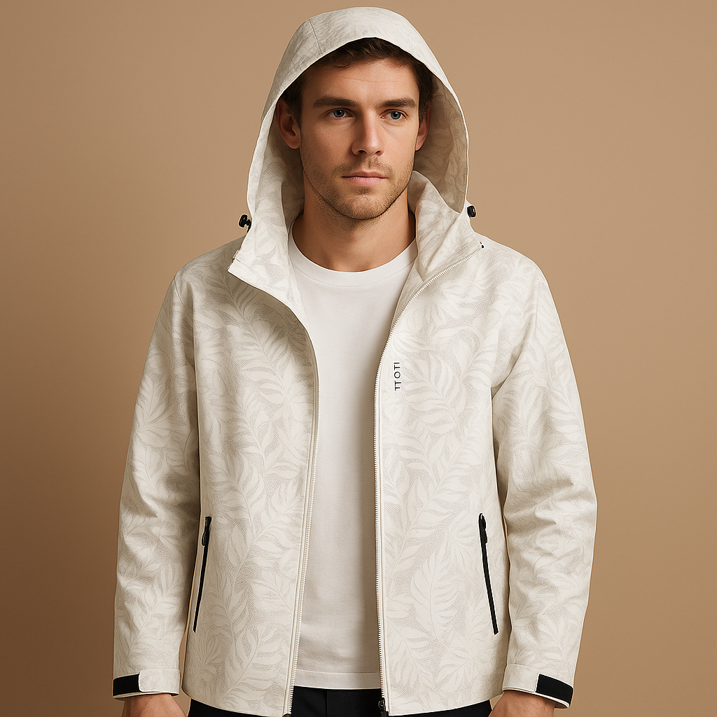 Men's Lightweight Waterproof Jacket with Leaf Design | Tobias