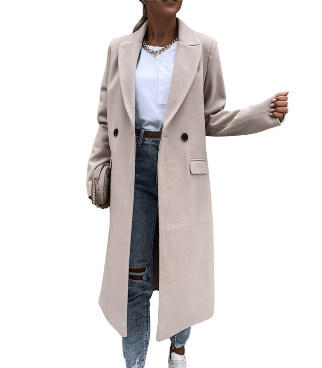 Lisette - Relaxed Wool Coat Featuring Pockets and Button Details