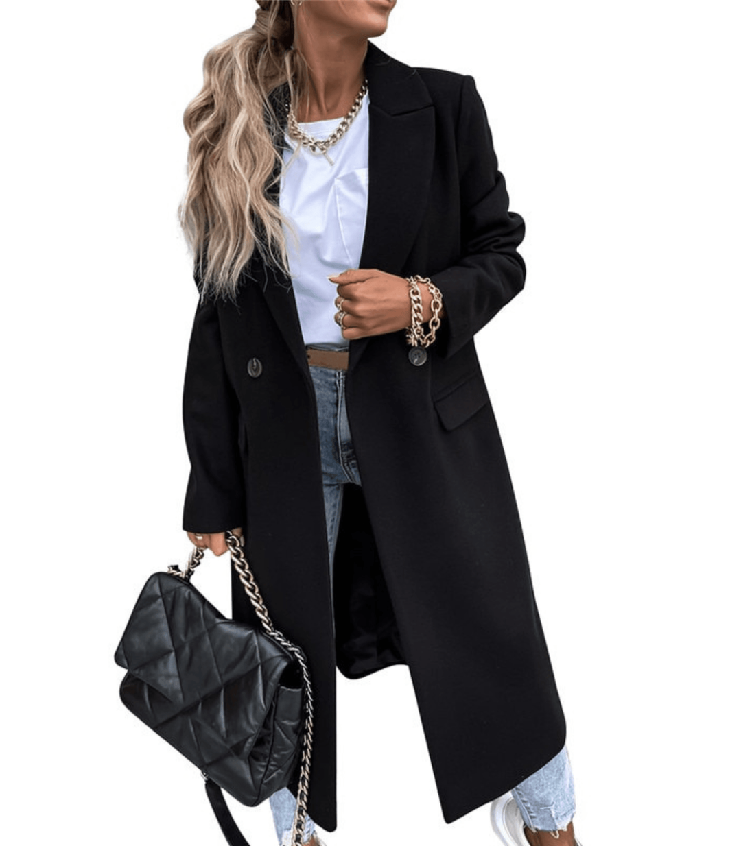 Lisette - Relaxed Wool Coat Featuring Pockets and Button Details