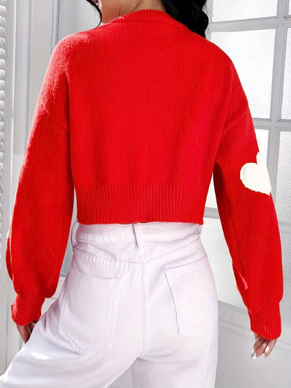 Lotte | Heart-Embellished Open Front Cardigan