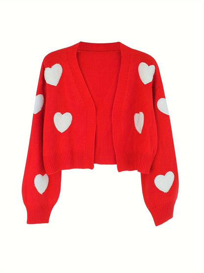 Lotte | Heart-Embellished Open Front Cardigan
