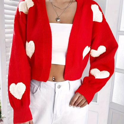 Lotte | Open Front Cardigan with Heart Pattern