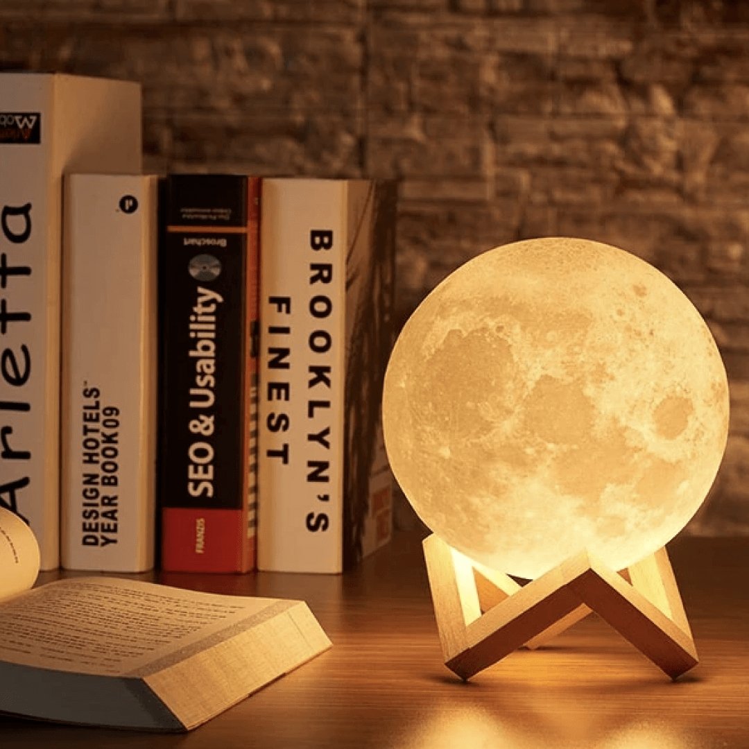 Natural Base Moon Lamp with Easy Touch Control