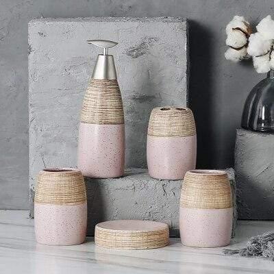 LuxeSet | Elegant 4-Piece Bathroom Accessory Collection - Contemporary Ceramic Design