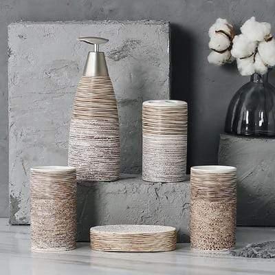 LuxeSet | Elegant 4-Piece Bathroom Accessory Collection - Contemporary Ceramic Design