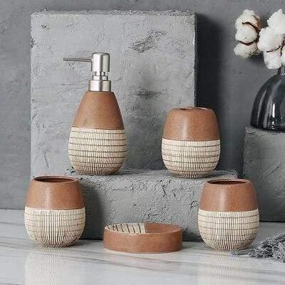 LuxeSet | Elegant 4-Piece Bathroom Accessory Collection - Contemporary Ceramic Design