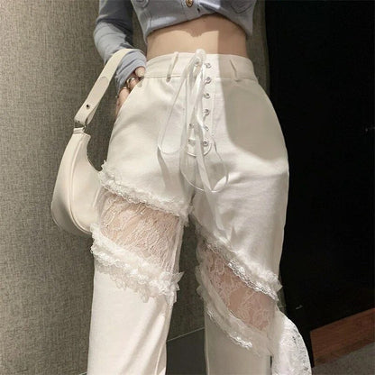Natalia | Stylish Punk-Inspired Flared Pants with Lace Accents
