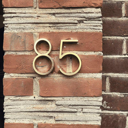 Satin Finish Brass House Numbers – Classic Elegance