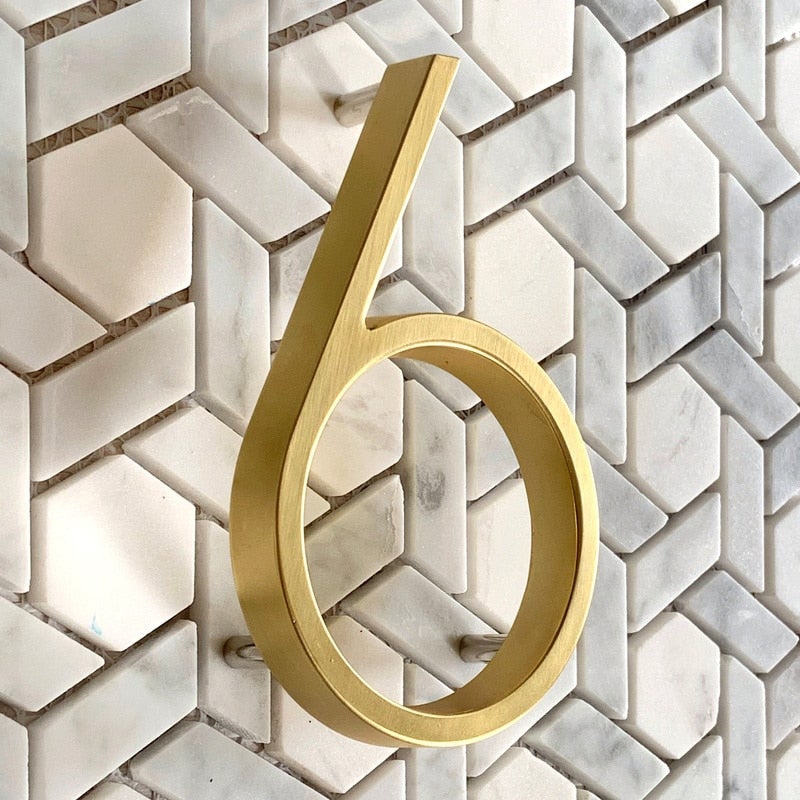 Satin Finish Brass House Numbers – Classic Elegance