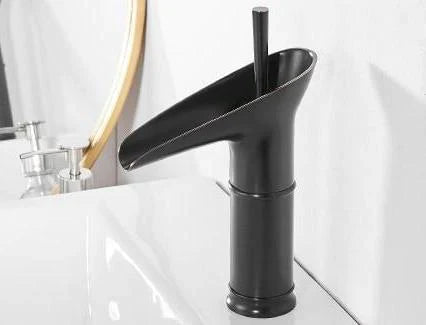Cascade Antique Brass Basin Mixer Tap - Vintage Waterfall Bathroom Faucet