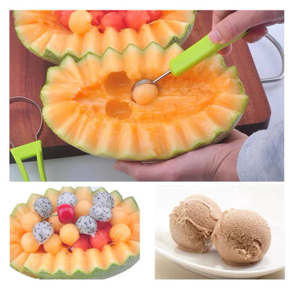 3-in-1 Stainless Steel Fruit Slicer Set – Slice, Scoop, and Hollow