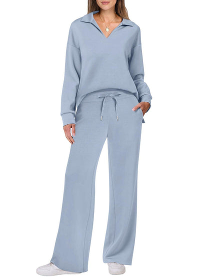 Eline | Luxe Loungewear Set with Comfortable Trousers and V-Neck Style