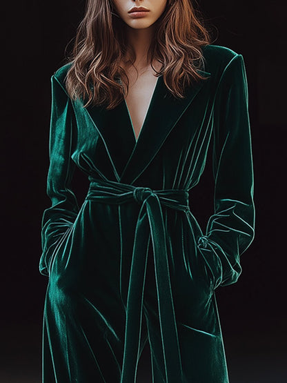 Fast Shipping: Vintage-Inspired Velvet Jumpsuit with Collar