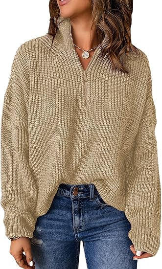 V-Neck Knit Polo Sweater