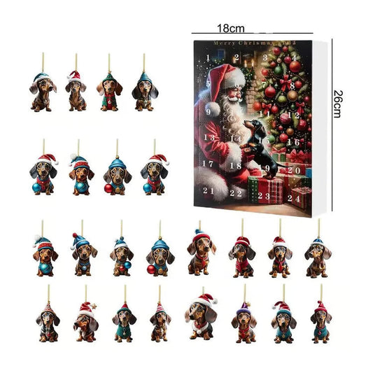 Festive Dachshund Advent Calendar – Charming Christmas Decorations