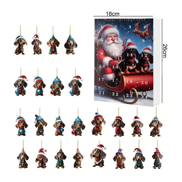 Festive Dachshund Advent Calendar – Charming Christmas Decorations