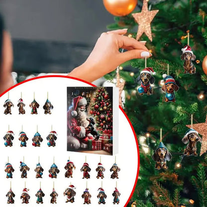 Festive Dachshund Advent Calendar – Charming Christmas Decorations