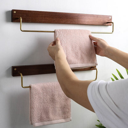 TowelCrest | Stylish Wooden Towel Rack, Contemporary Wall-Mounted Bathroom Organizer