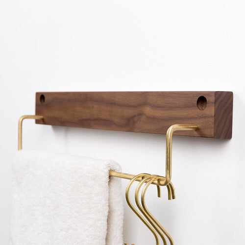 TowelCrest | Stylish Wooden Towel Rack, Contemporary Wall-Mounted Bathroom Organizer