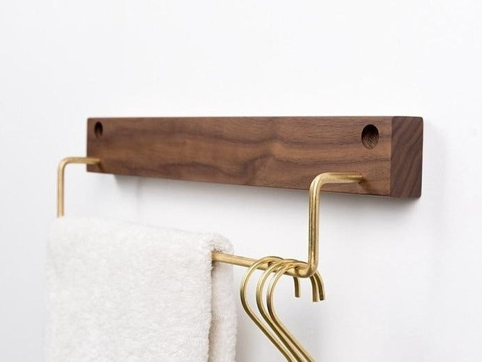 TowelCrest | Stylish Wooden Towel Rack, Contemporary Wall-Mounted Bathroom Organizer