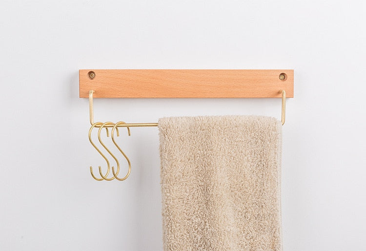 TowelCrest | Stylish Wooden Towel Rack, Contemporary Wall-Mounted Bathroom Organizer