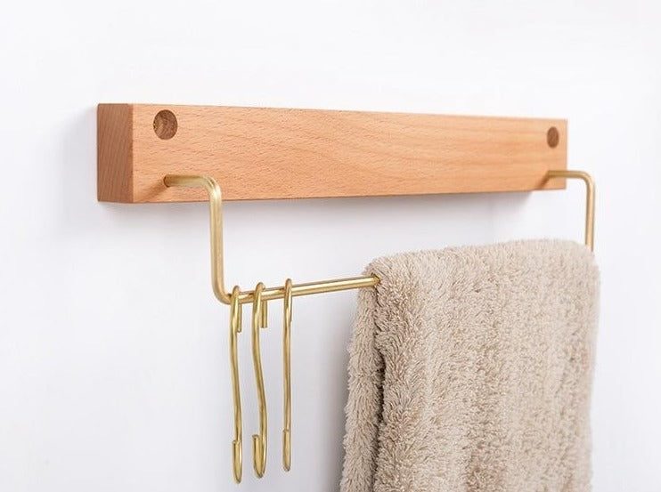 TowelCrest | Stylish Wooden Towel Rack, Contemporary Wall-Mounted Bathroom Organizer