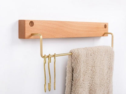 TowelCrest | Stylish Wooden Towel Rack, Contemporary Wall-Mounted Bathroom Organizer