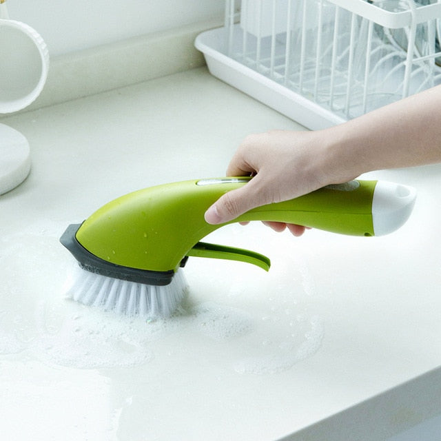 ScrubEase | Versatile Cleaning Brush with Built-in Liquid Dispenser for Kitchen and Bathroom