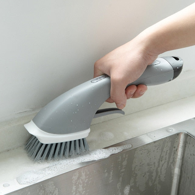 ScrubEase | Versatile Cleaning Brush with Built-in Liquid Dispenser for Kitchen and Bathroom
