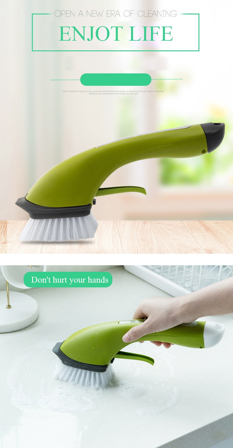 ScrubEase | Versatile Cleaning Brush with Built-in Liquid Dispenser for Kitchen and Bathroom
