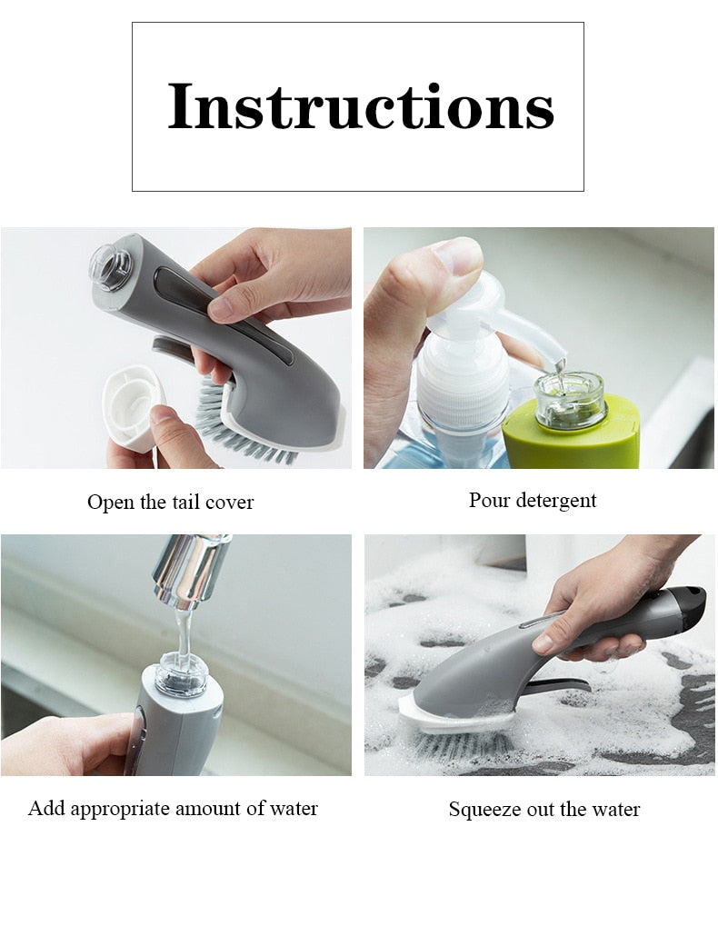 ScrubEase | Versatile Cleaning Brush with Built-in Liquid Dispenser for Kitchen and Bathroom