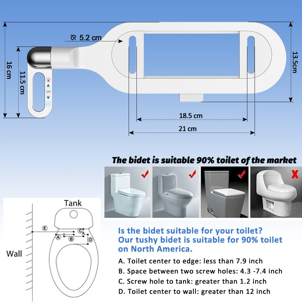 CleanJet | Slim Adjustable Water Bidet - Compact, Eco-Friendly, Effortless Installation