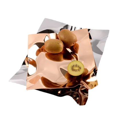 GlimmerPlate | Unique Stainless Steel Decorative Tray - Chic Storage Solution for Contemporary Home Decor