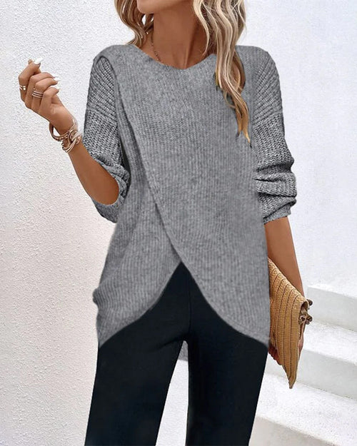 Sandra | Timeless Round Neck Sweater with Side Slits