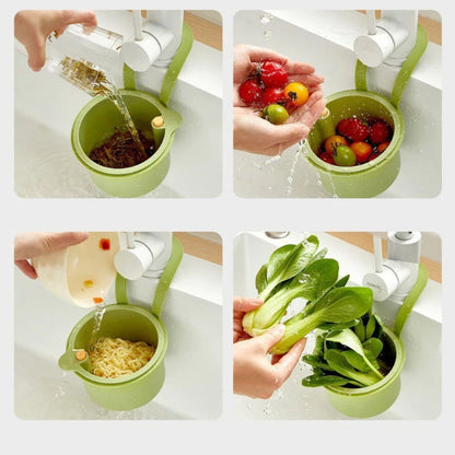 Dual-Function Hanging Sink Strainer with Easy Click Opening