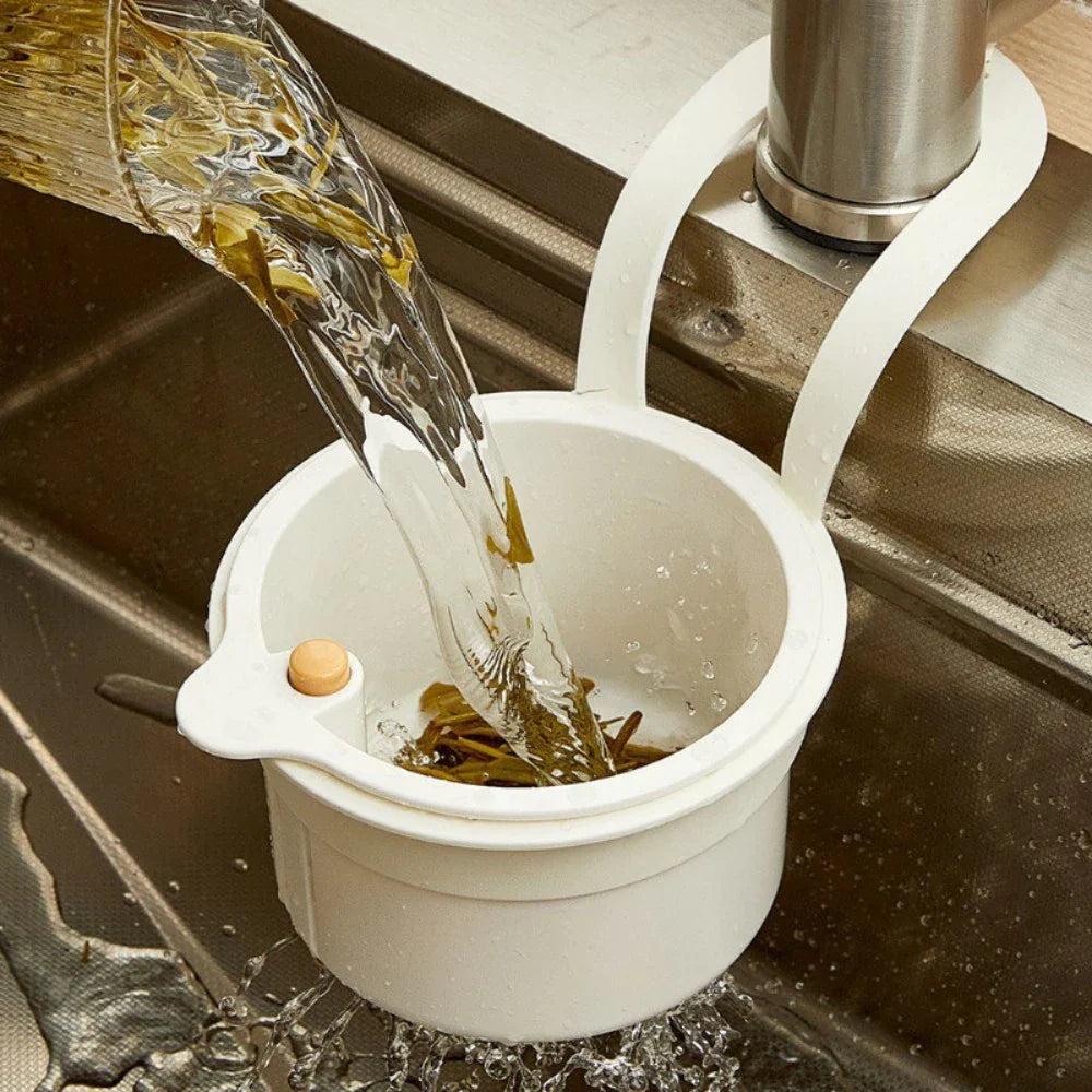 Dual-Function Hanging Sink Strainer with Easy Click Opening