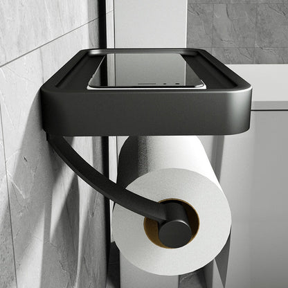 StashRoll | No-Drill Stainless Steel Toilet Paper Holder with Shelf - Space-Saving Bathroom Organizer