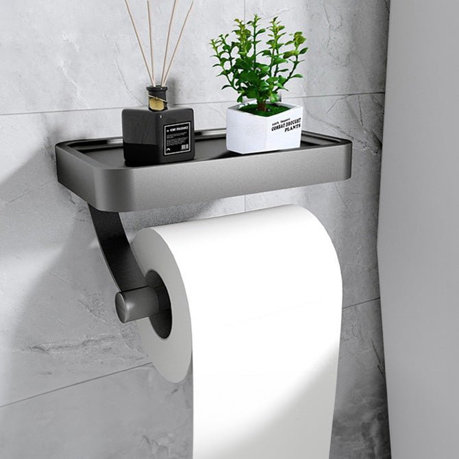 StashRoll | No-Drill Stainless Steel Toilet Paper Holder with Shelf - Space-Saving Bathroom Organizer